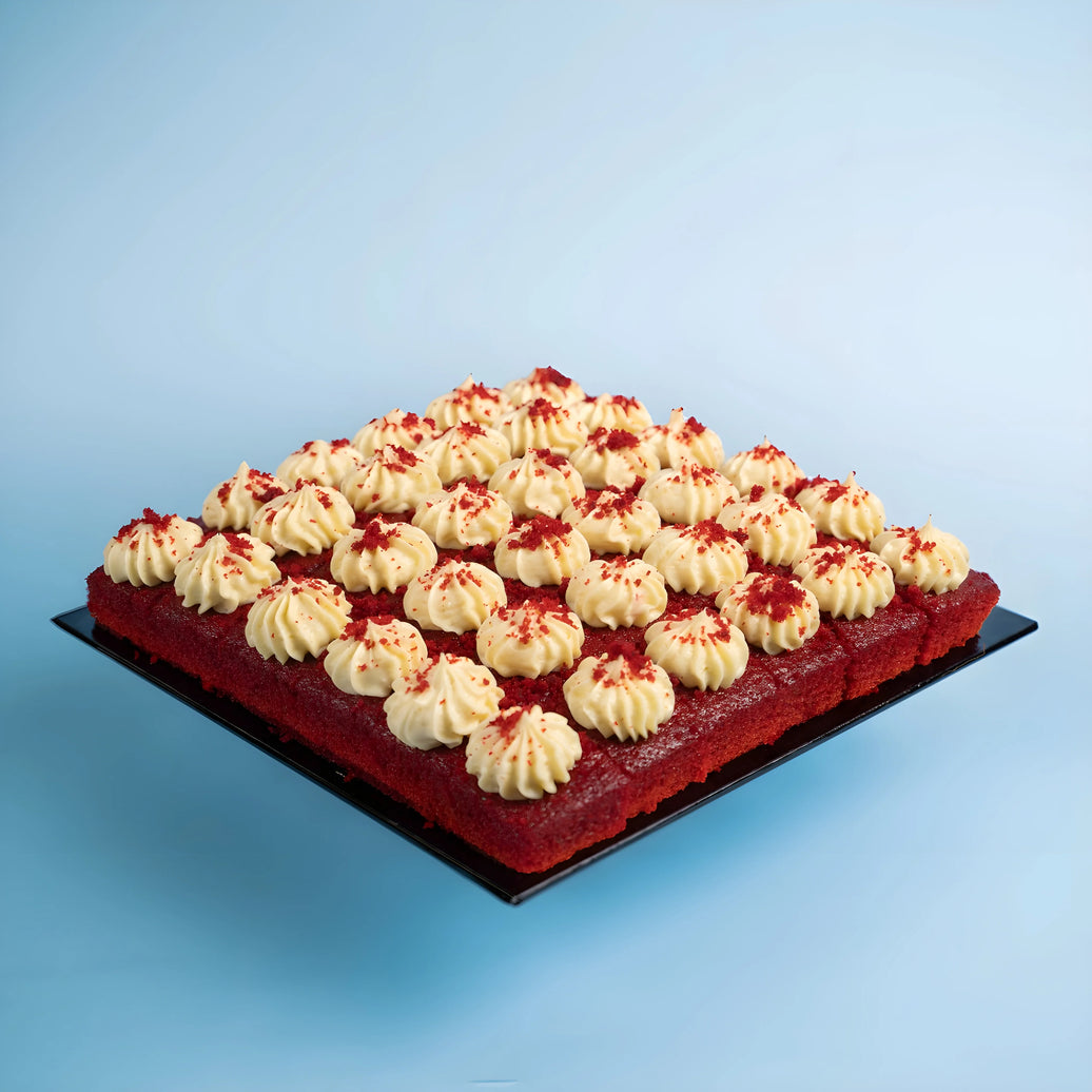 Square Raspberry Red Velvet Cake Bites 9 Inch (1.2kg)