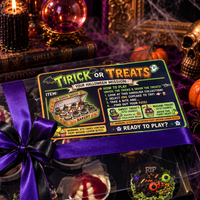 How-to-play card on the Trick or Treat cupcake box: pick one, take a bite, find out if it's wasabi