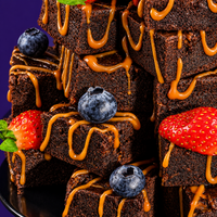Stacked Sourdough Salted Caramel Brownies