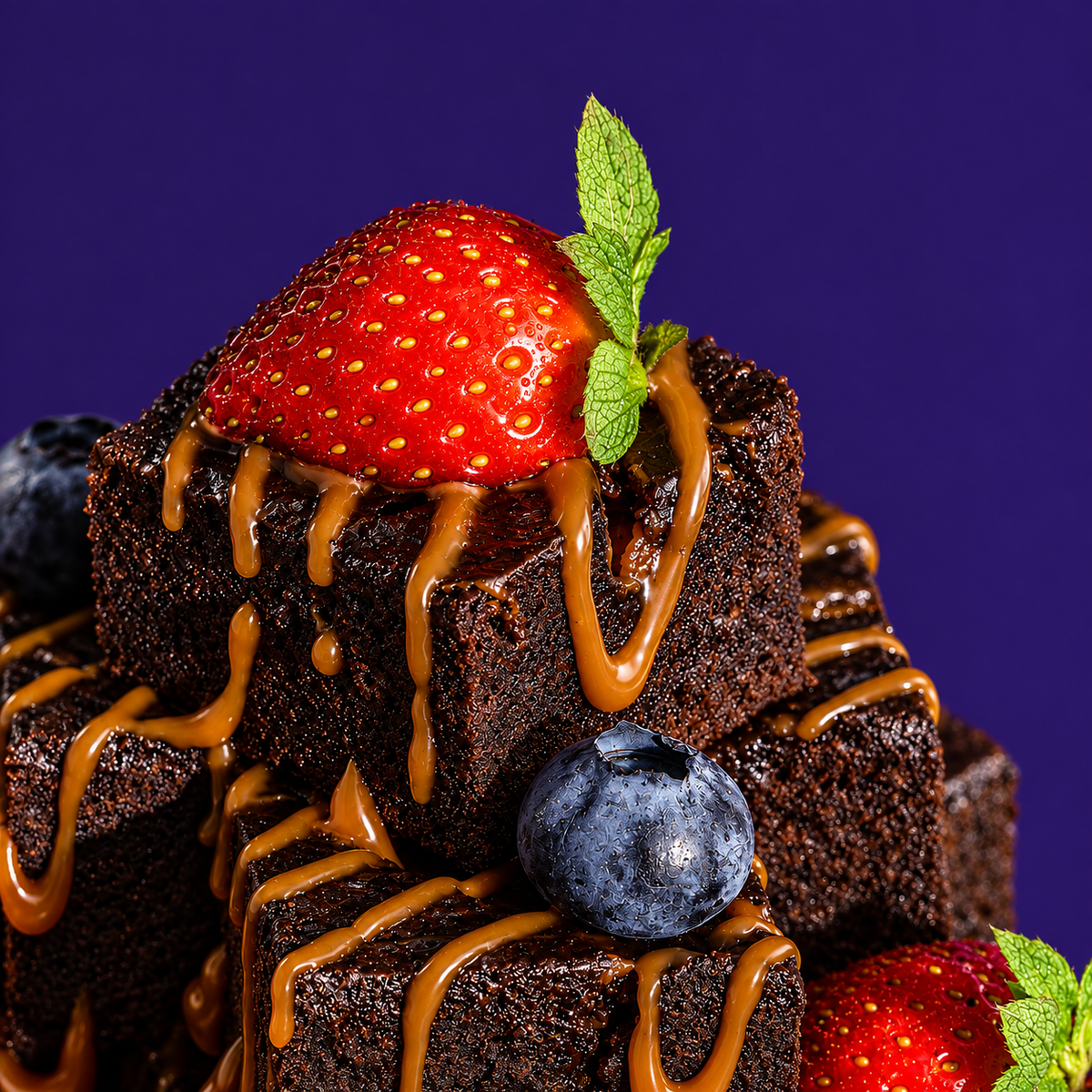 Stacked Sourdough Salted Caramel Brownies