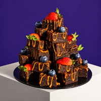 Stacked Sourdough Salted Caramel Brownies