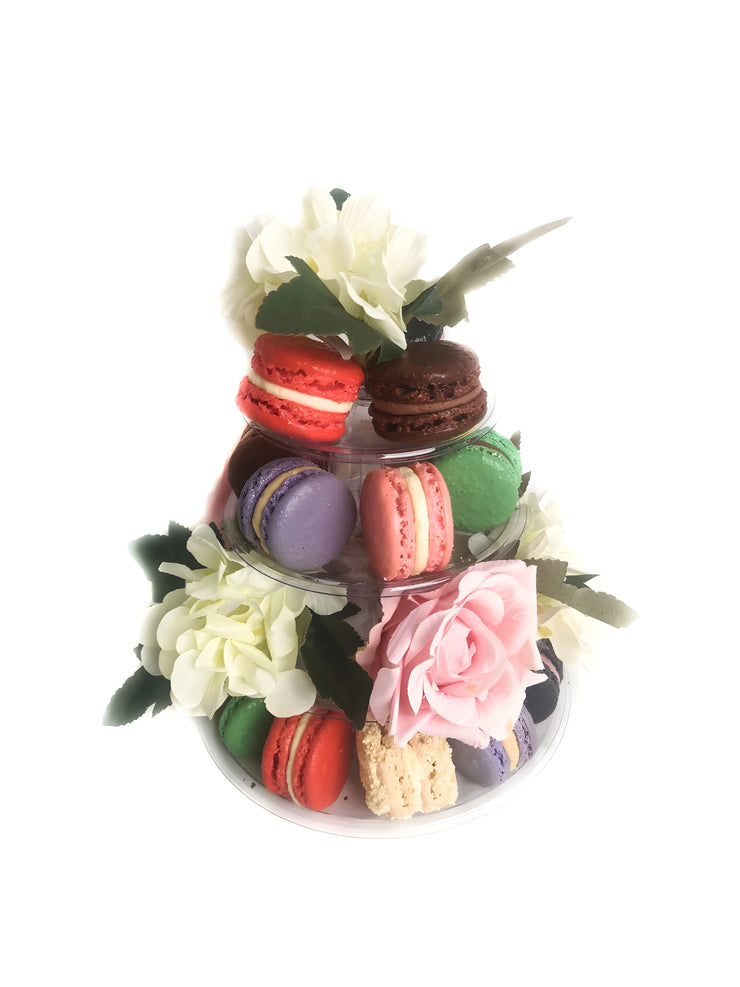 Assorted Macarons & Flower Tower