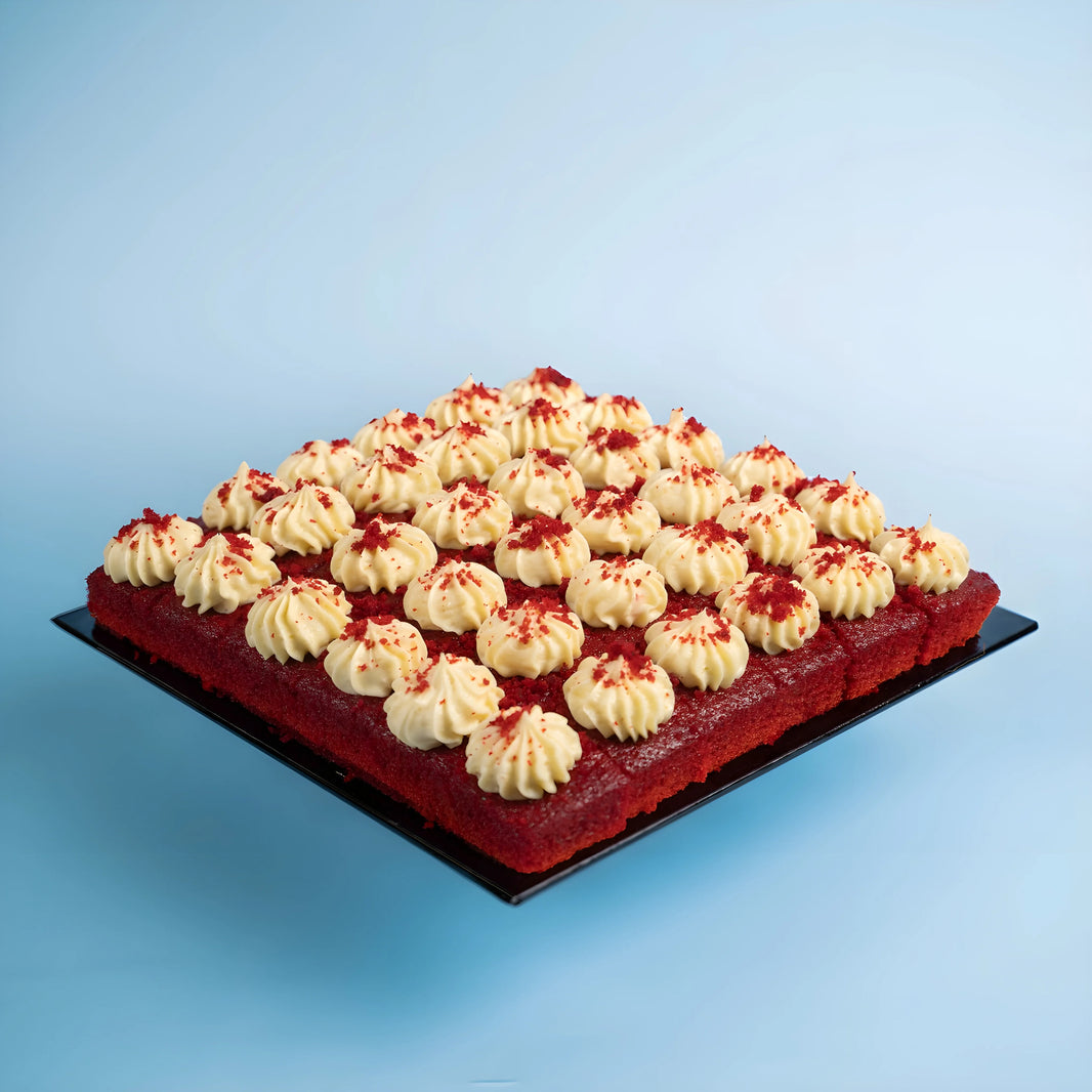 Square Raspberry Red Velvet Cake Bites 9 Inch (1.2kg)