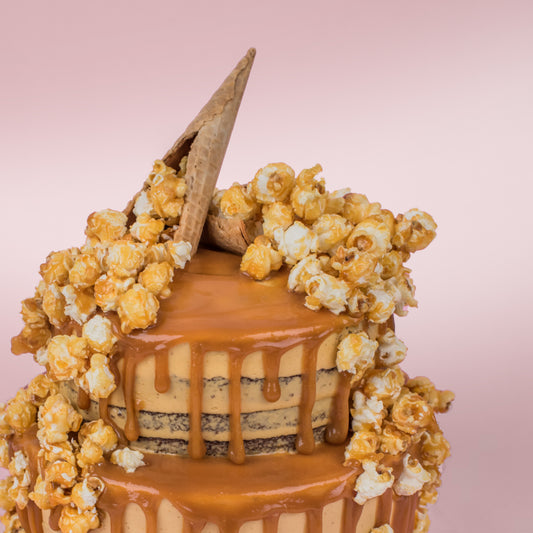 Salted Caramel Chocolate Popcorn 2-Tier Cake (4kg)