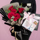 Valentine's Day Macaron Gift Box & Fresh Flowers Bundle