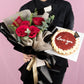 Valentine's Strawberry Tart & Fresh Flowers Bundle